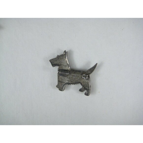 Vintage Rhinestone Scottie Dog Brooch Pin Silvertone Terrier Scottie Dog Lover - Picture 4 of 4